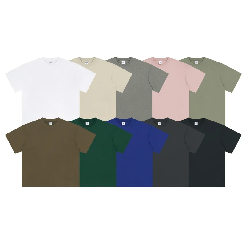 Short-sleeved-T-shirt-Mens-Round-neck-Loose-fitting-Solid-color-Base-Layer-Shirt-Plain-Fabric-1