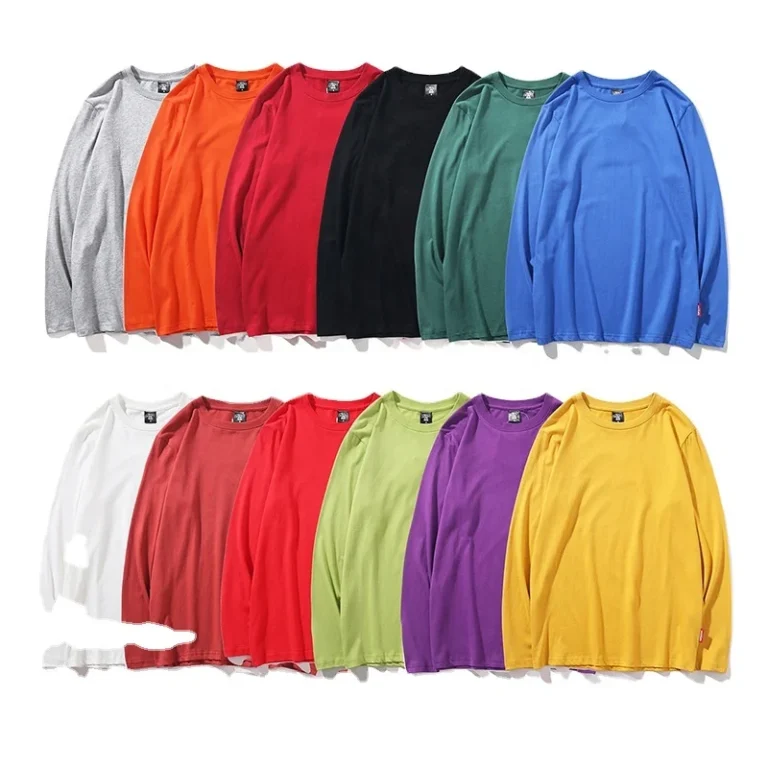Simple-Long-Sleeve-T-shirt-Men-Loose-Cotton-Summer-Shirt-Student-Undershirt-Upper-Clothes-Mens-Trend-Ins-Solid-Color-Blank