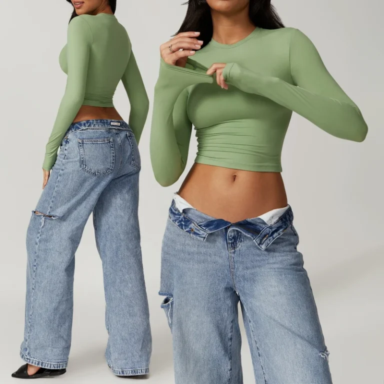 Slim-Quick-Dry-Summer-Workout-T-shirt-High-Stretchy-O-neck-High-Stretchy-Gym-Fitness-Tops-Athletic-Womens-Tops-Long-Sleeves