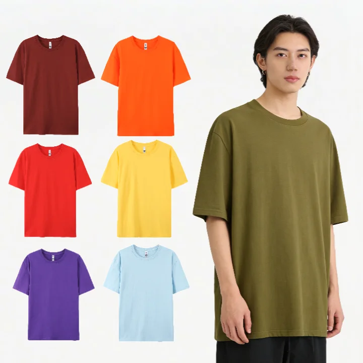 Soft-Breathable-180g-Cotton-Tshirt-Unisex-Casual-Crew-Neck-T-Shirt-for-Custom-Embroidery-Logo-1