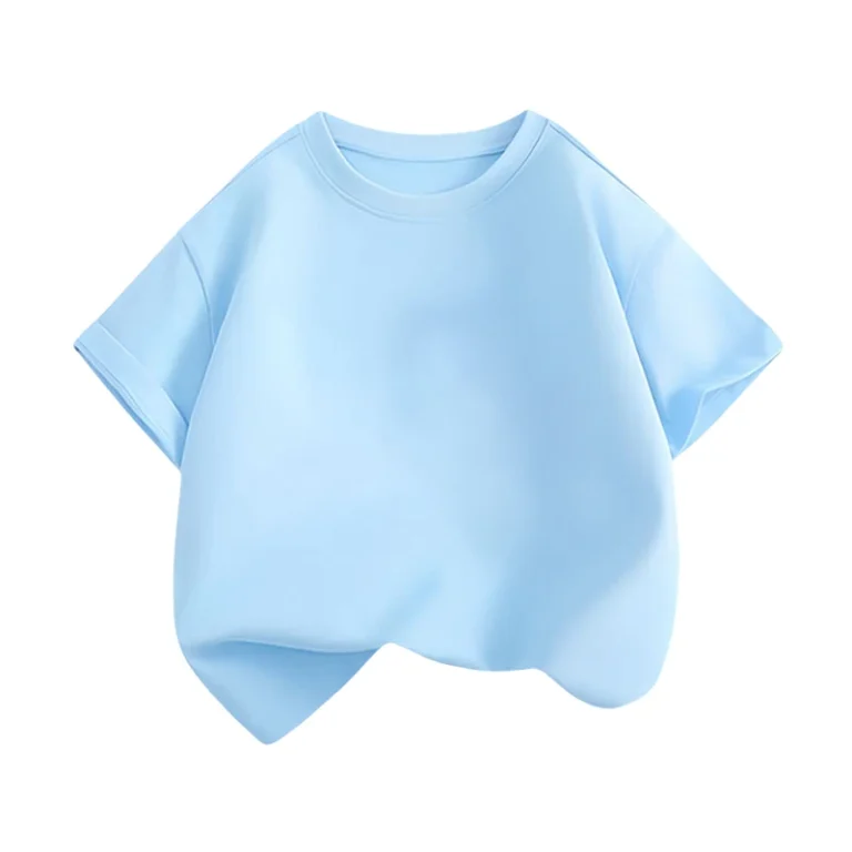 Solid-100-Cotton-Toddler-Kids-Baby-Boys-and-Girls-Loose-Casual-T-shirt-Plain-Color-Unisex-Summer-Top-Drop-Shoulder-Short-Sleeve
