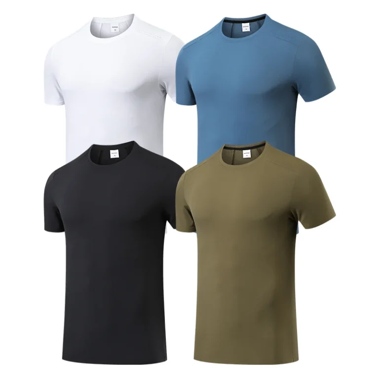Sport-Fitness-Short-Sleeve-Shirts-77-Nylon-23-Spandex-Mesh-Fabric-T-Shirts-For-Men