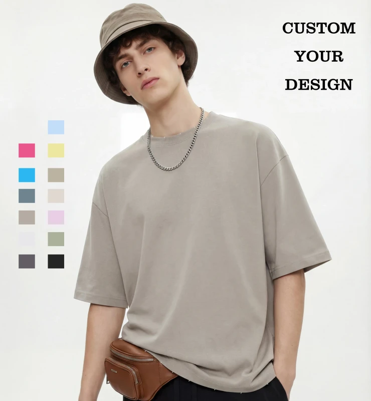 Sport-T-shirt-Summer-Short-Sleeve-Custom-logo-Puff-Printing-High-Quality-Streetwear-Pure-Color-Fashion-Mens-T-shirts