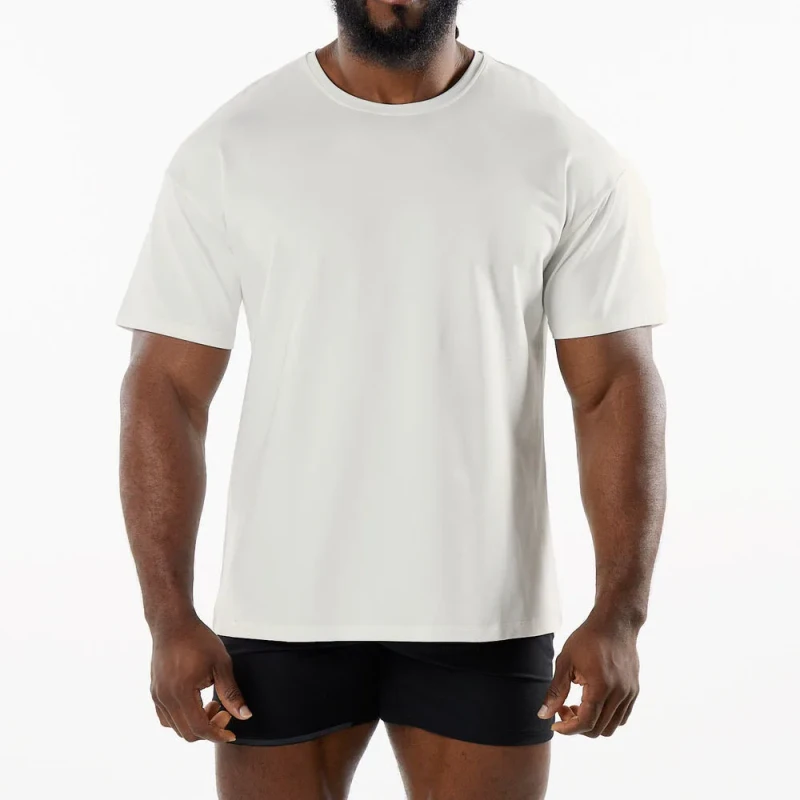Sports-Fitness-Printed-Crew-Neck-T-Shirt-Short-Sleeve-Loose-Fit-Knitted-Fabric