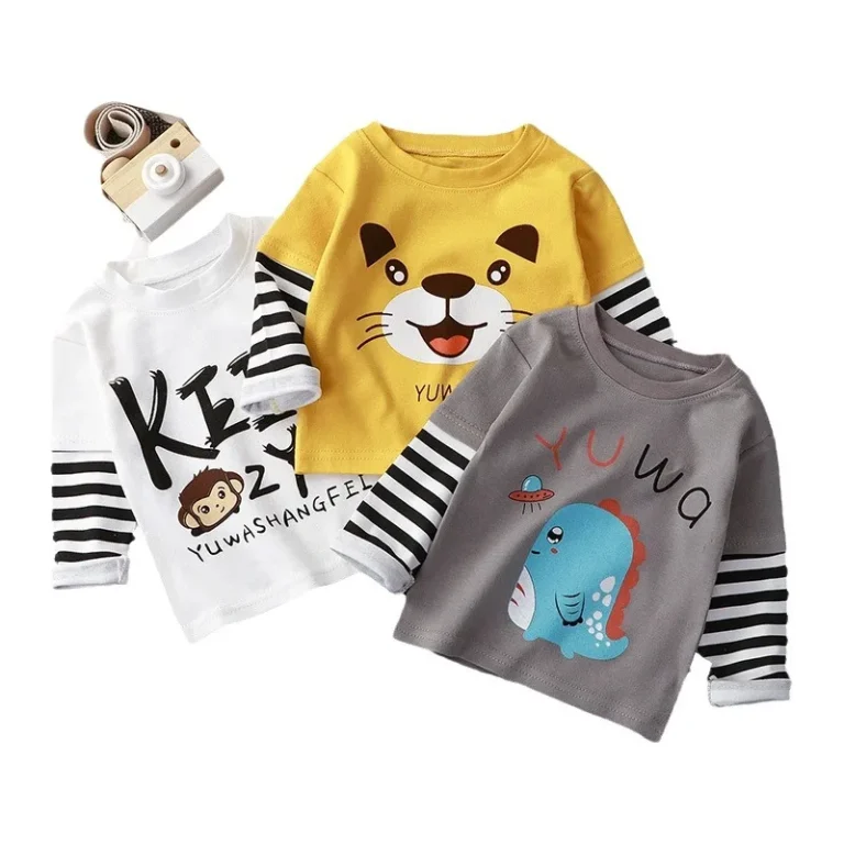 Spring-Autumn-Childrens-Cotton-Long-Sleeve-T-shirt-for-Boys-Girls-0-5-Years-Old-Cartoon-Pattern-Moisture-wicking-Baby-Outfit