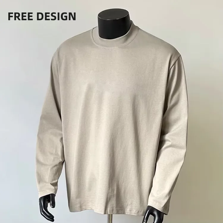 Spring-Autumn-Solid-Color-Long-Sleeve-Cotton-Casual-Oversized-T-Shirt-Custom-Blank-Design-Crew-Neck-Men-T-Shirt