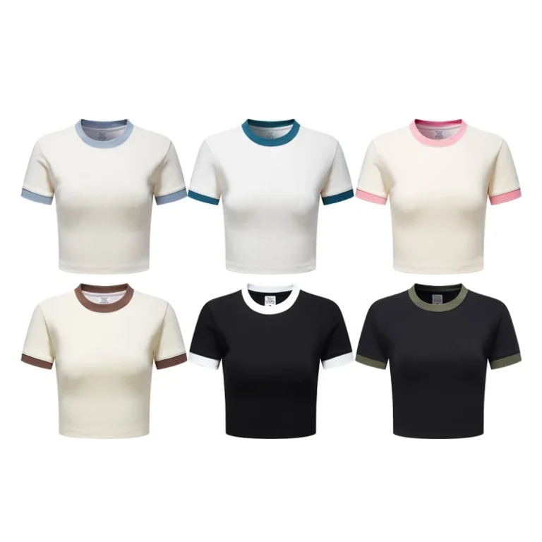 Spring-Summer-American-Retro-Short-Sleeve-Knitted-T-Shirt-Slim-Fit-Breathable-Casual-Girl-Shoulder-Navel-Baring-Design