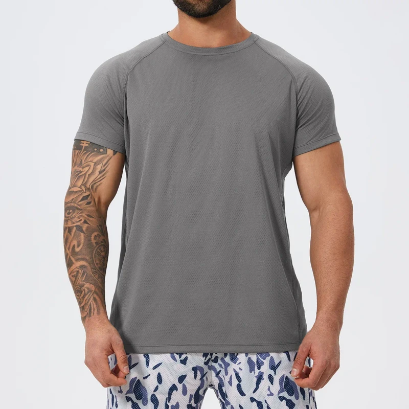 Spring-Summer-Mens-American-Style-Muscle-Training-T-Shirt-Crew-Neck-Solid-Color-Gym-Basketball-Running-Athletic-Short-Sleeve