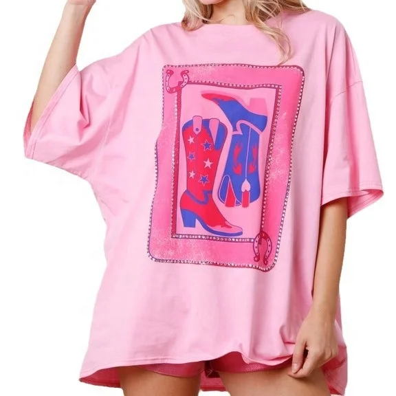 Spring-and-Summer-New-Europe-and-the-United-States-Printing-Hot-Drill-Top-Loose-Casual-T-shirt