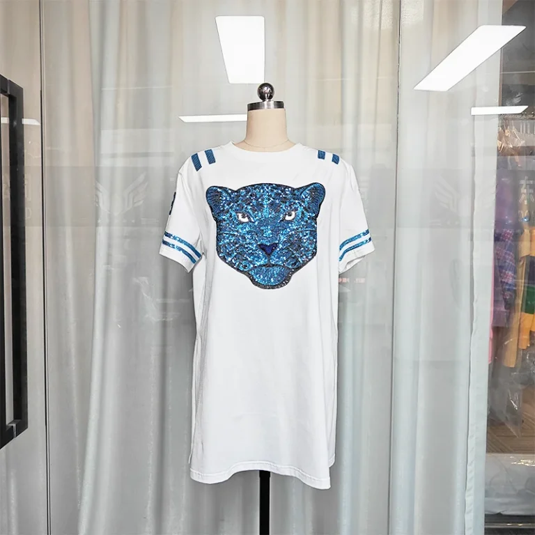 Stock-Womens-Casual-T-Shirts-Summer-Breathable-One-Size-Fits-Oversized-Sequin-Embroidered-Game-Day-Sparkle-Cotton-Short-Long-XS
