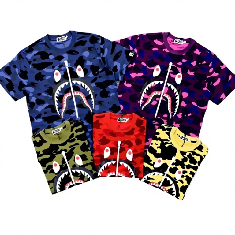 Street-Style-Cross-border-Camouflage-Shark-Mouth-Short-sleeved-Mens-Summer-Pure-Cotton-Neck-T-shirt-WGM-Letter-Loose