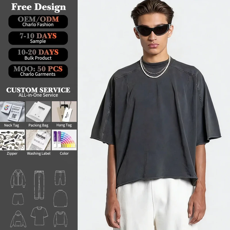 Streetwear-Custom-Cropped-Boxy-Vintage-Acid-Wash-T-Shirts-Pour-Hommes-Manufacturer-Oversized-Heavyweight-Mens-Cotton-T-Shirt