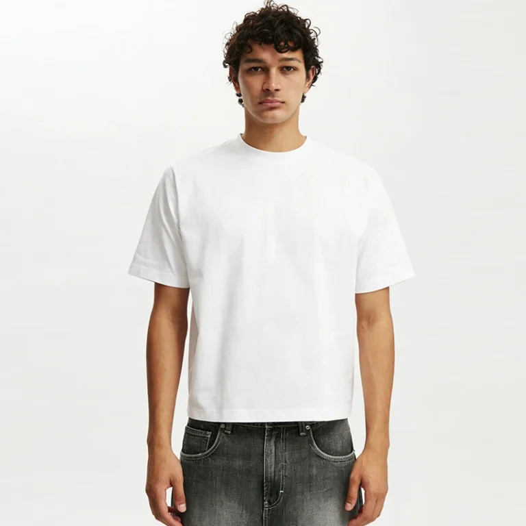 Streetwear-Custom-Logo-Essential-Tee-Cotton-Blank-Crew-Neck-Oversized-Boxy-Fit-Cropped-T-Shirt-Men