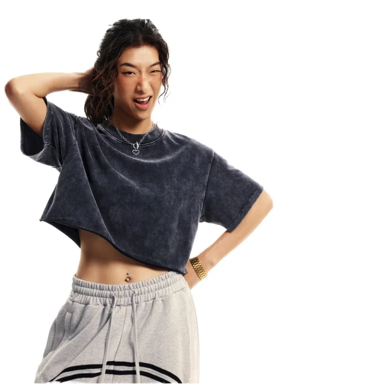 Streetwear-Heavyweight-Cotton-and-Washed-Cropped-Tshirt-Oversize-Tshirt-StreetWear-Ladies-Crop-Tee-t-Shirts