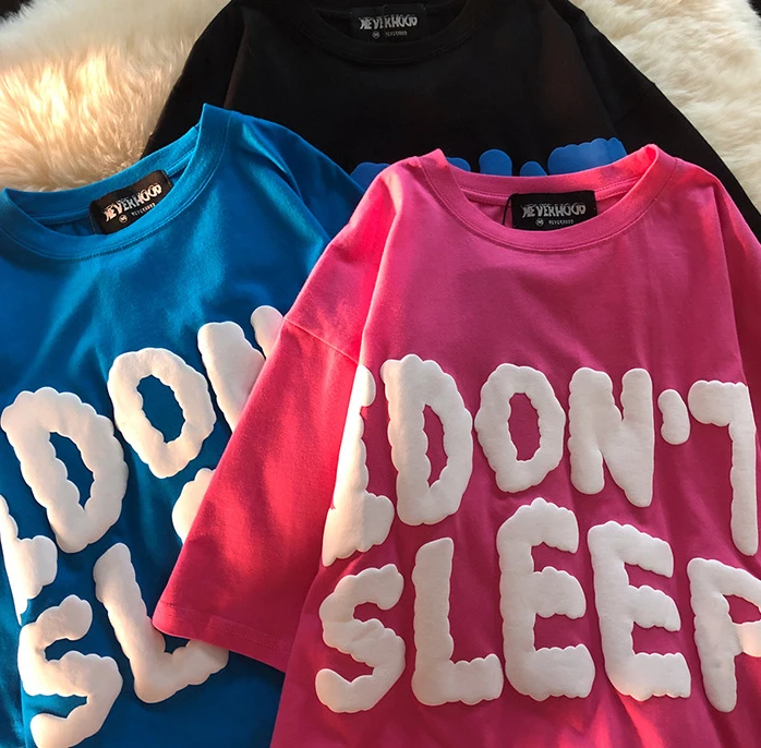 Streetwear-Hip-Hop-Short-Sleeves-Oversized-Heavy-Cotton-3D-Print-Puff-Print-t-Shirt-for-Men