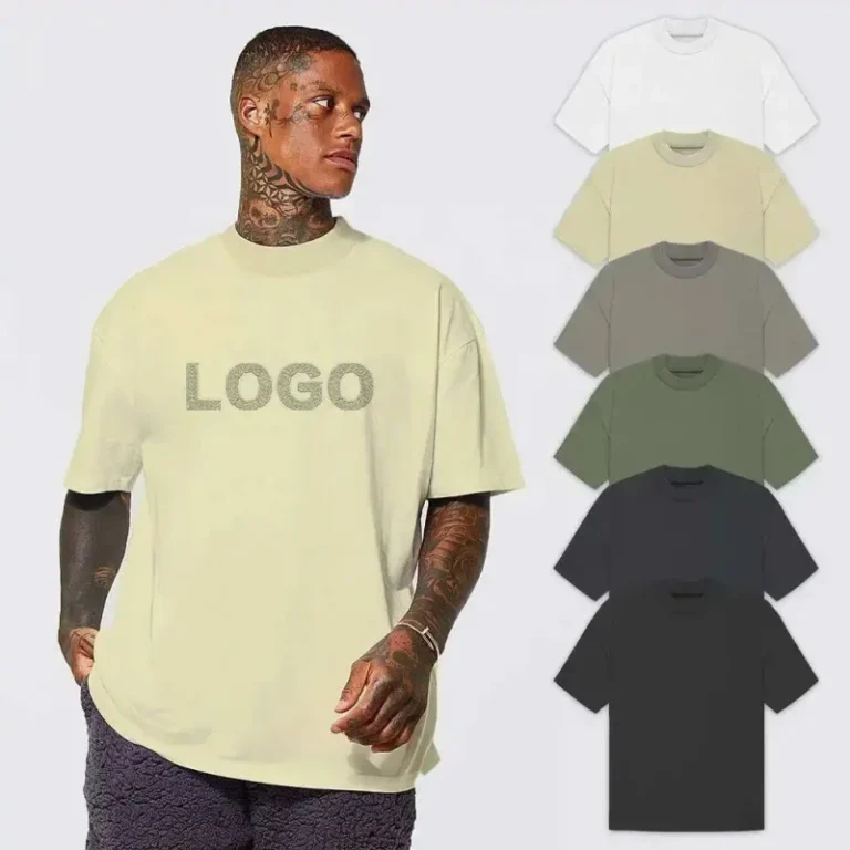 Streetwear-Oversized-DTG-Printing-100-Cotton-Graphic-T-Shirt-Unisex-High-Quality-Blank-T-Shirt-Mock-Neck-Heavyweight-T-Shirt
