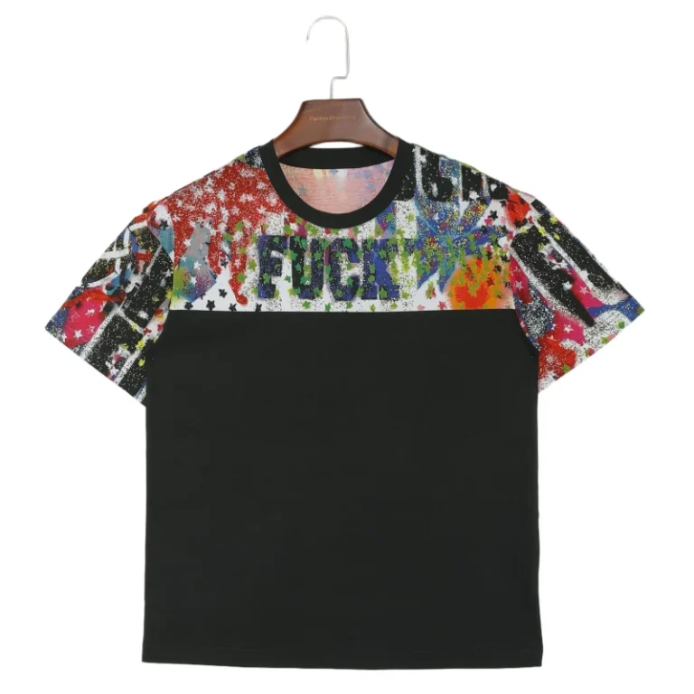 Stylish-Mens-Patchwork-Digital-Printed-O-neck-Collar-Short-Sleeve-T-shirt