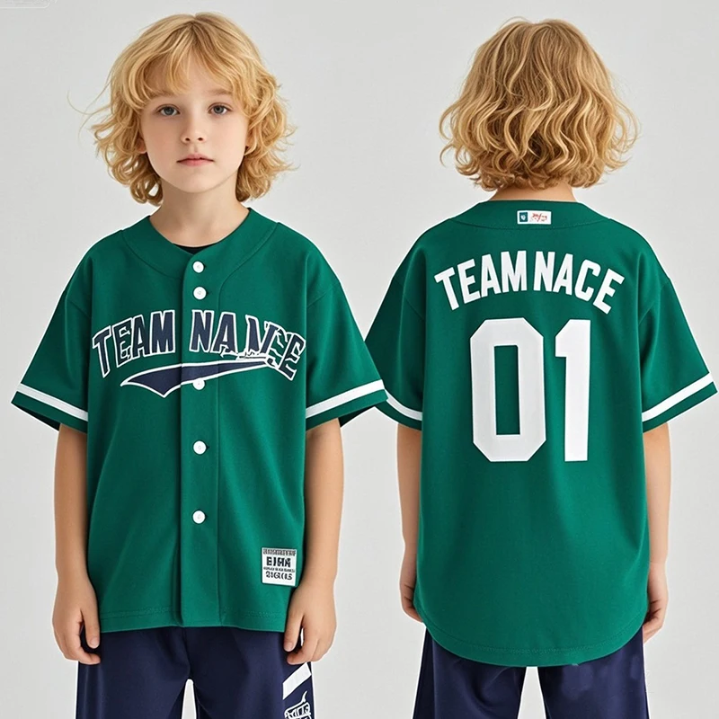 Sublimation-Customize-Your-Design-Softball-Wear-for-Boys-Baseball-Jersey-Florida-Unisex-Heavyweight-Kids-Green-Baseball-T-Shirt