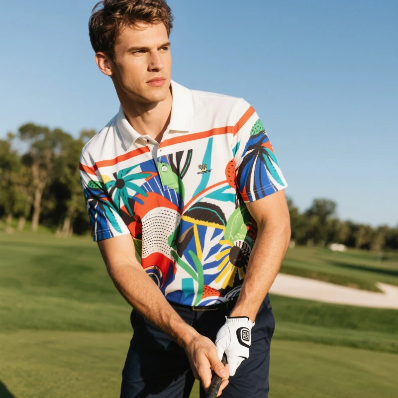 Sublimation-Printing-Mens-UPF-50-Hawaiian-Printed-Performance-Golf-Tshirts-T-shirts-Polo-Shirts-Polyester-Spandex
