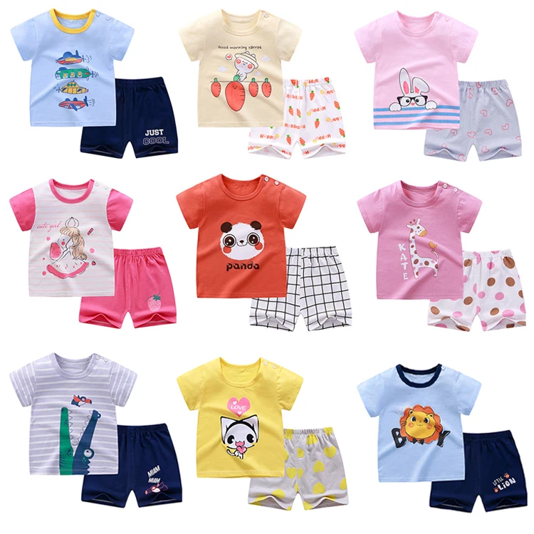 Summer-100-Cotton-Short-Sleeve-Baby-Kids-Clothes-Sets-with-T-shirt-Kids-T-shirt