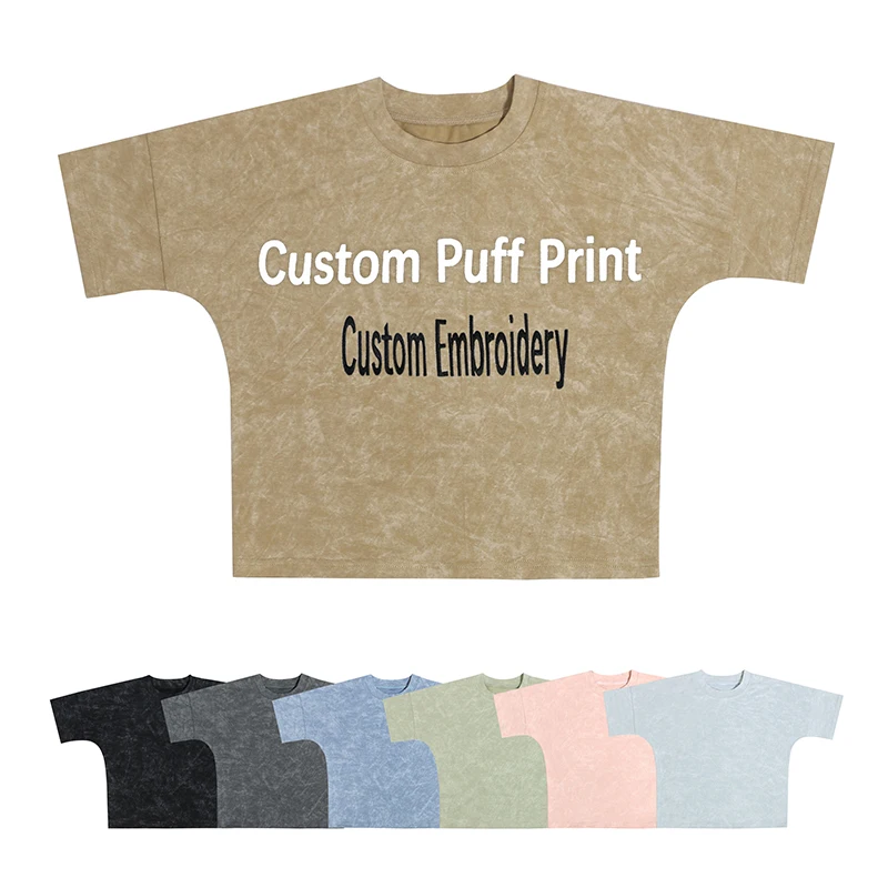Summer-Accept-Custom-Embroidered-Crew-Neck-Batik-Cotton-Sweet-Children-Clothing-T-Shirts