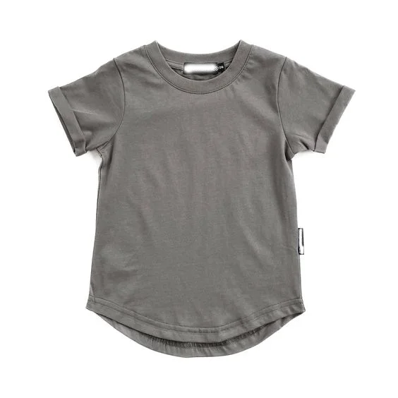 Summer-Basic-Cotton-T-shirt-Short-Sleeve-Tee-Curved-Hem-Solid-Top