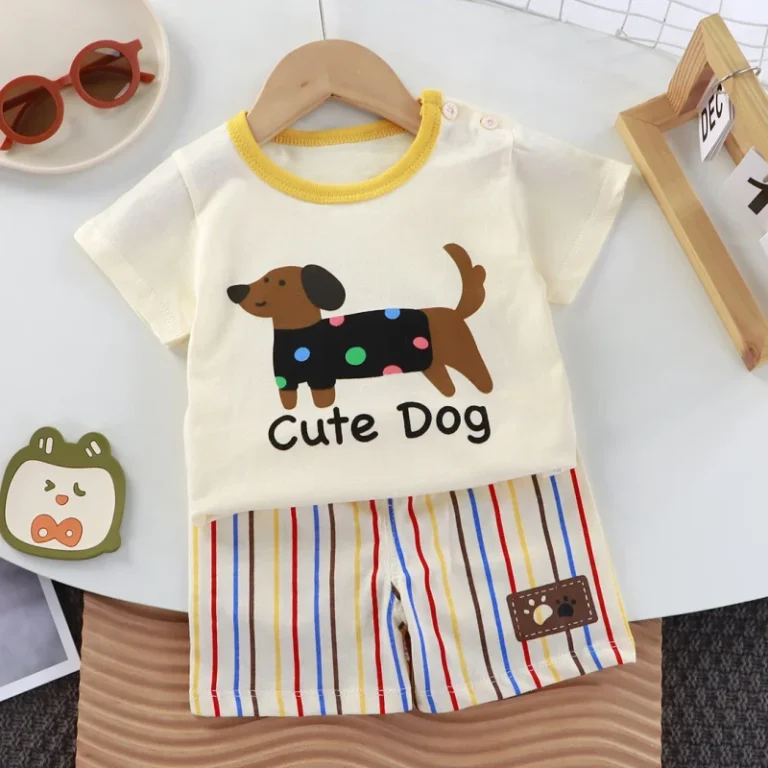Summer-Boys-Cartoon-Print-Cotton-Short-Sleeve-T-shirt-Shorts-Set-Casual-Kids-Outfit