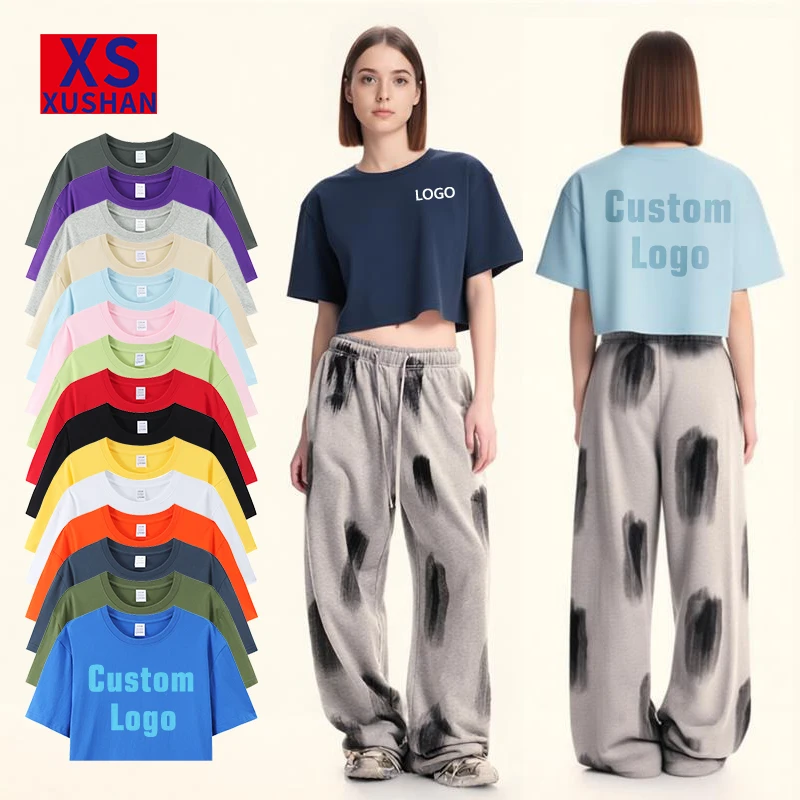 Summer-Breathable-Loose-Womens-Short-Square-Cut-T-Shirt-DTG-Custom-Logo-Solid-Color-Print-180g-Pure-Cotton-Short-Sleeve-T-Shirt