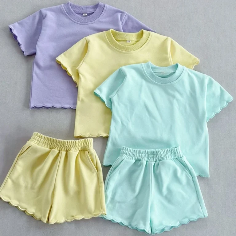 Summer-Casual-Cotton-Family-Outfit-Set-French-Short-sleeved-T-shirt-and-Shorts-Sports-Kids-Clothing-Set-for-Girls-Boys