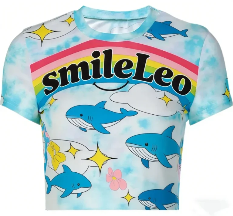 Summer-Casual-Slim-Streetwear-Short-Sleeve-Printed-Cropped-Graphic-Womens-T-shirts