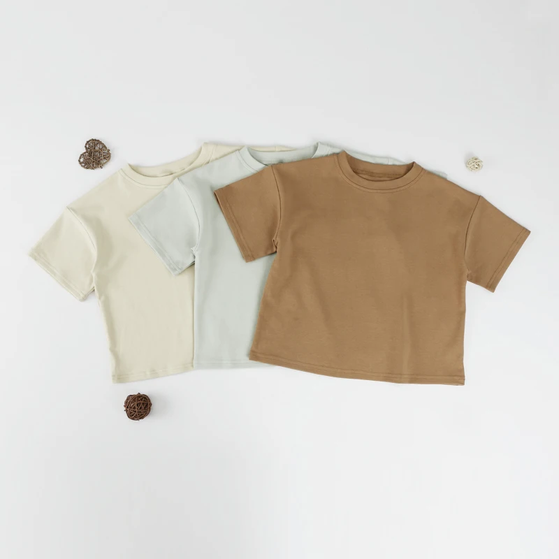 Summer-Crew-Neck-Short-Sleeve-Toddler-Kids-Clothes-Solid-Clothing-Baby-Girl-T-Shirt