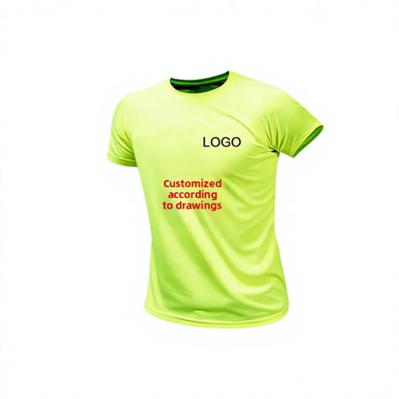 Summer-Crew-neck-Polyester-T-shirt-Lettering-logo-Promotional-Cultural-Wear-Quick-drying-Fine-dot-Breathable-Short-sleeve