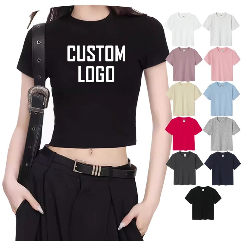 Summer-Custom-Slim-Fit-T-Shirt-Custom-logo-Personalized-230gsm-Cotton-T-shirt-Sexy-Tank-Top-Womens-Crop-Top