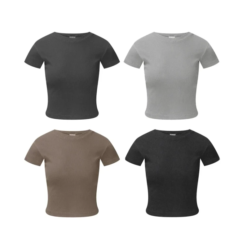 Summer-European-Off-the-Shoulder-Slimming-Figure-Hugging-Round-Neck-T-Shirts-for-Women