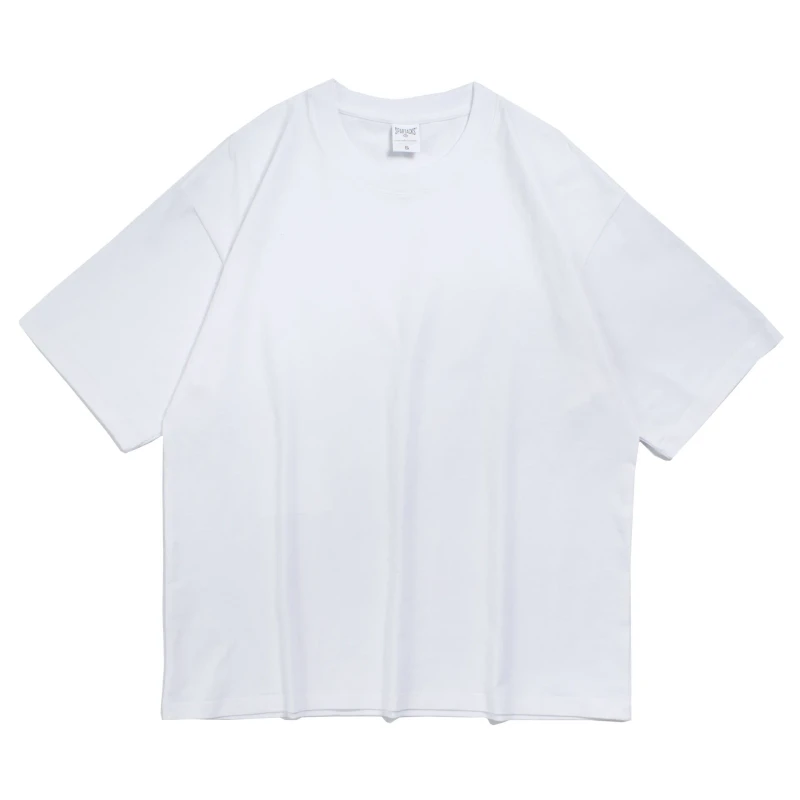 Summer-Heavyweight-240g-Pure-Cotton-Plus-Size-Drop-Shoulder-Crew-Neck-Short-Sleeve-Solid-Color-T-Shirt-Men-Trendy