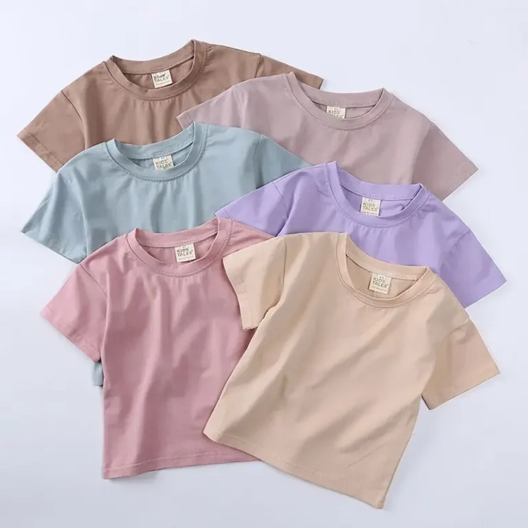 Summer-Kids-Boys-Solid-Color-Pullover-Short-Sleeve-Childrens-T-shirt-Cotton-Baby-Clothes