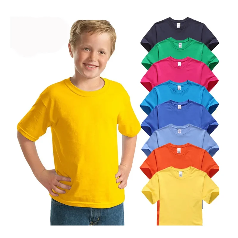 Summer-Kids-T-Shirt-Plain-100-Cotton-Custom-Logo-T-Shirt-Printing-Blank-Children-T-Shirt