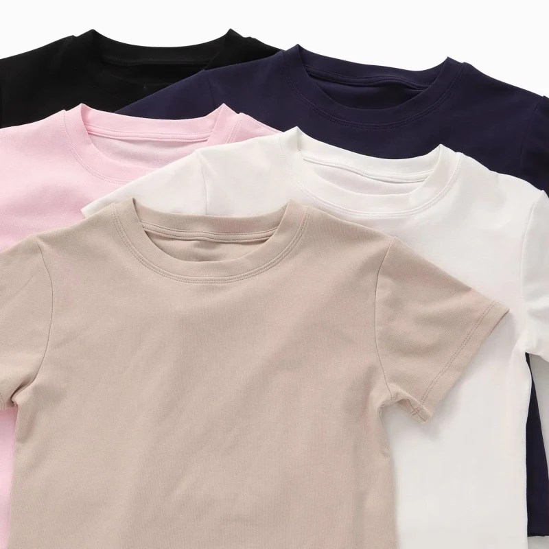 Summer-Knitted-Womens-Plain-Color-Custom-Logo-T-shirt-Sexy-Crop-Baby-T-shirt-Y2k-Casual-Fitness-T-shirt