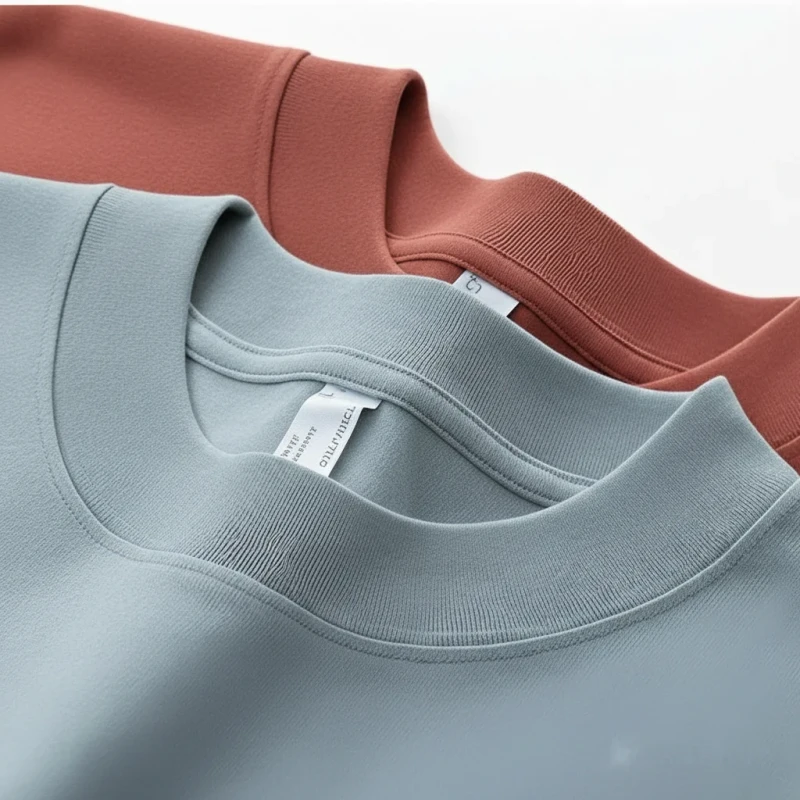 Summer-Luxury-Breathable-OEM-Custom-Solid-Color-280-Gsm-Cotton-t-Shirt-Seamless-Mens-Slightly-Cropped-Tshirts