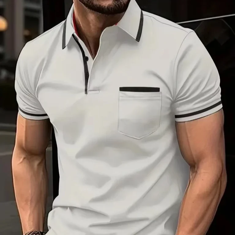 Summer-Mens-POLO-Shirt-with-Button-Pockets-Mens-Sports-Polo-Shirt
