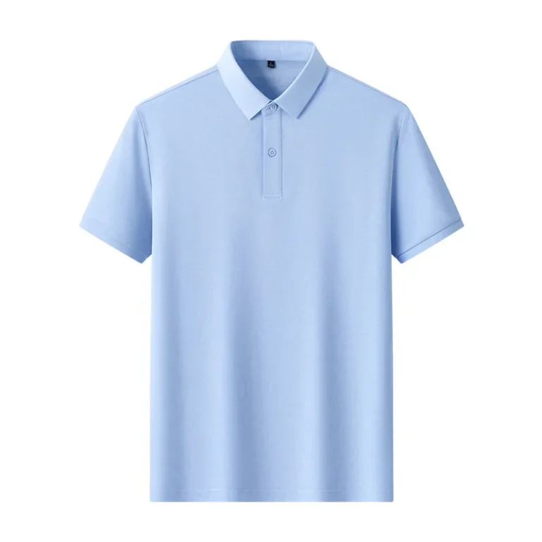 Summer-Mens-Short-Sleeved-Polo-Shirt-Business-Casual-Versatile-Cool-Stand-up-Collar-Solid-Color-T-Shirt
