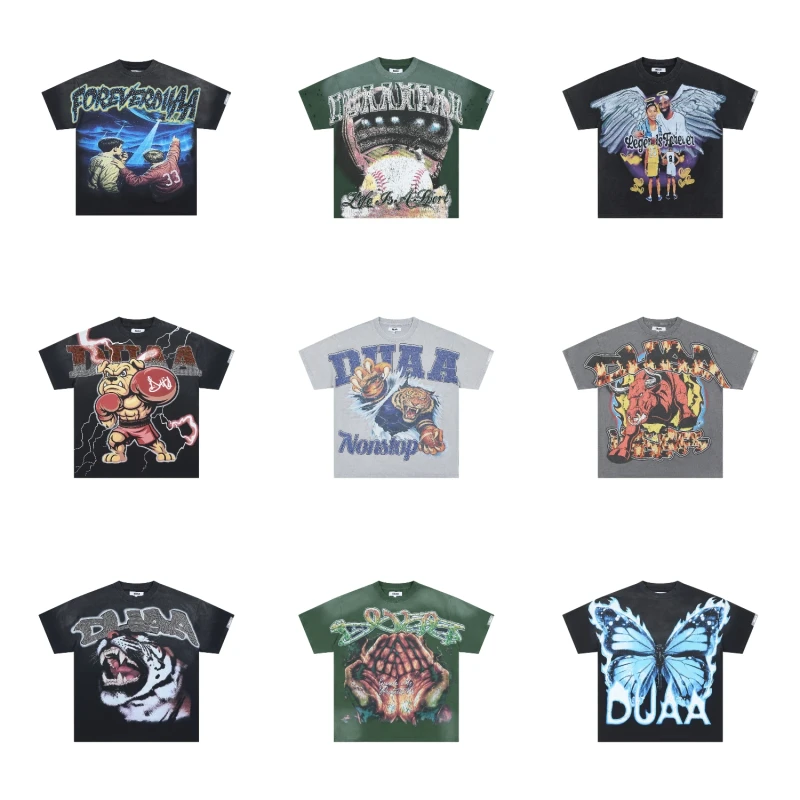 Summer-New-Brand-DUAA-Mens-100-Cotton-260g-Breathable-Quick-Dry-Oversized-T-Shirts-Custom-Butterfly-Graphic-Printing-Hip-Hop-1
