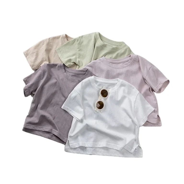 Summer-New-Fashion-Baby-T-Shirt-Children-Short-Sleeved-Thin-Basic-Solid-Color-Pure-Cotton-Korean-Style-Boys-And-Girls-Top