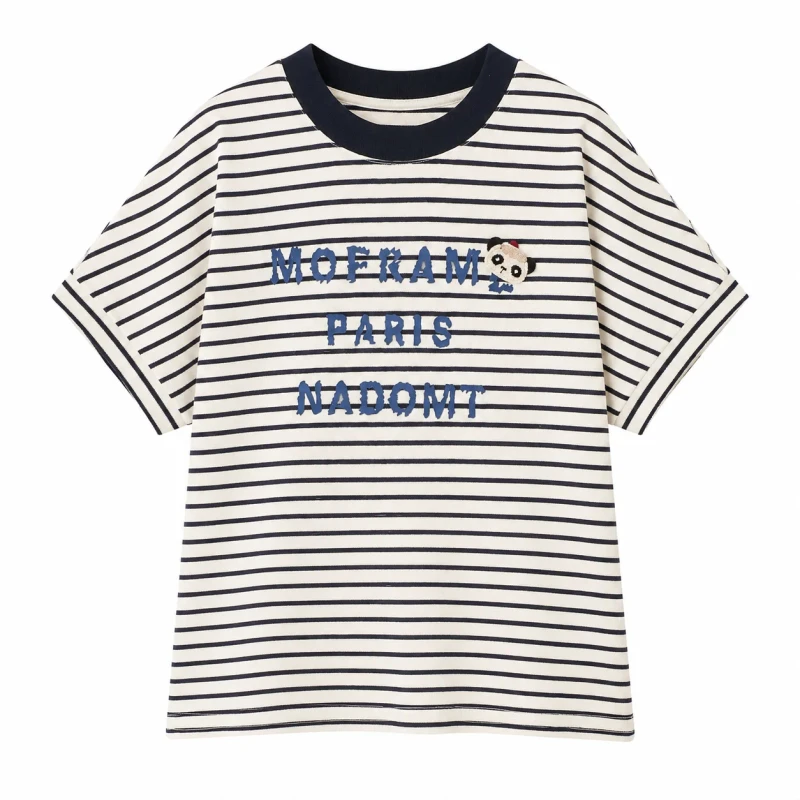 Summer-New-Striped-T-shirt-Oversized-Kids-Tops-Teen-Girls-Casual-Letter-Embroidery-Tee-Boutique-Children-Clothing