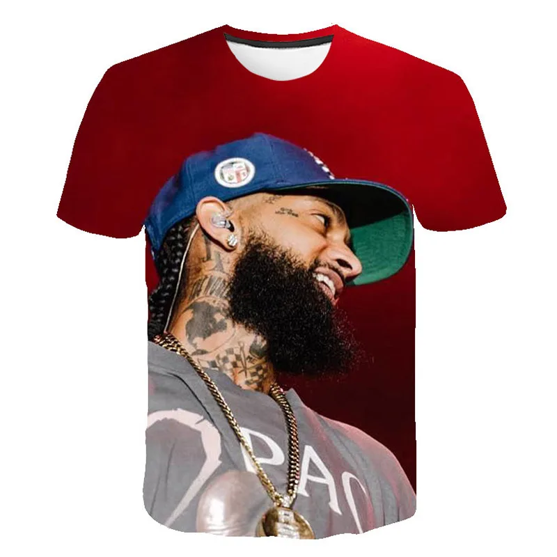 Summer-Nipsey-Hussle-High-Quality-Sustainable-Printed-Mens-T-shirt-3D-Skulls-Pattern-Preppy-Style-Short-Sleeve