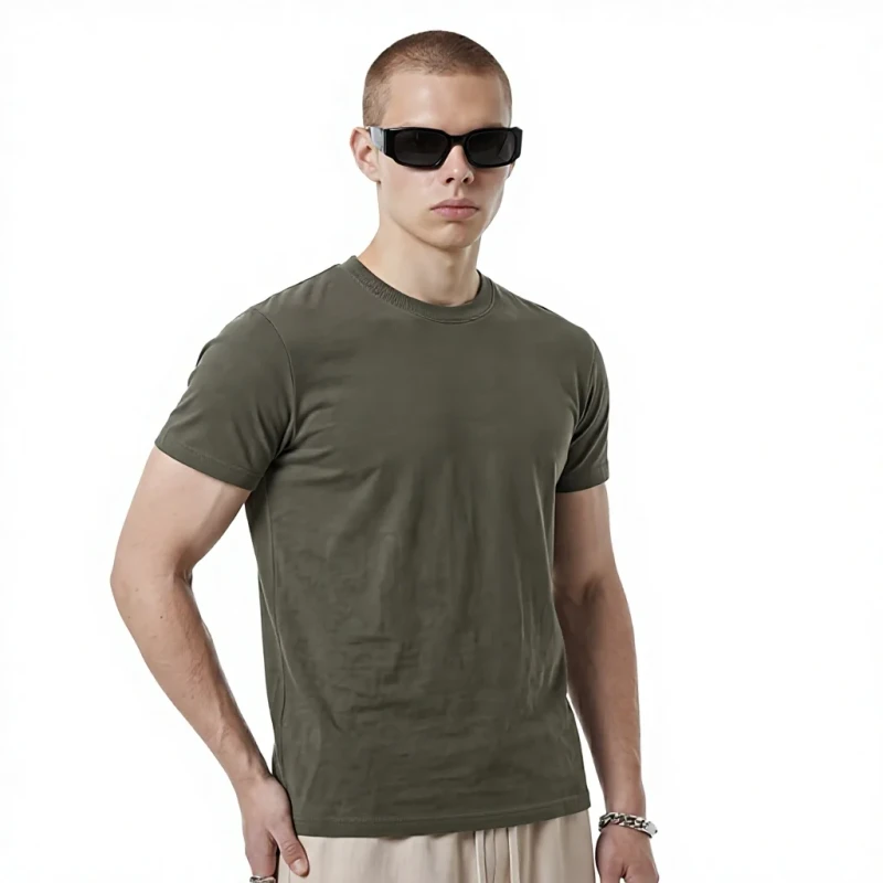 Summer-Outdoor-Casual-Slim-fit-Mens-Short-sleeved-Cotton-T-shirt-Shoulder-Sports-Sweat-absorbent-Breathable-Anti-UV