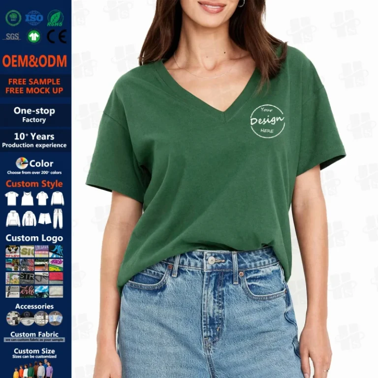 Summer-Oversized-Ladies-O-Neck-Tee-TShirts-Custom-Basic-Screen-Print-Plain-240-GSM-100-Cotton-V-Neck-T-Shirt-Women