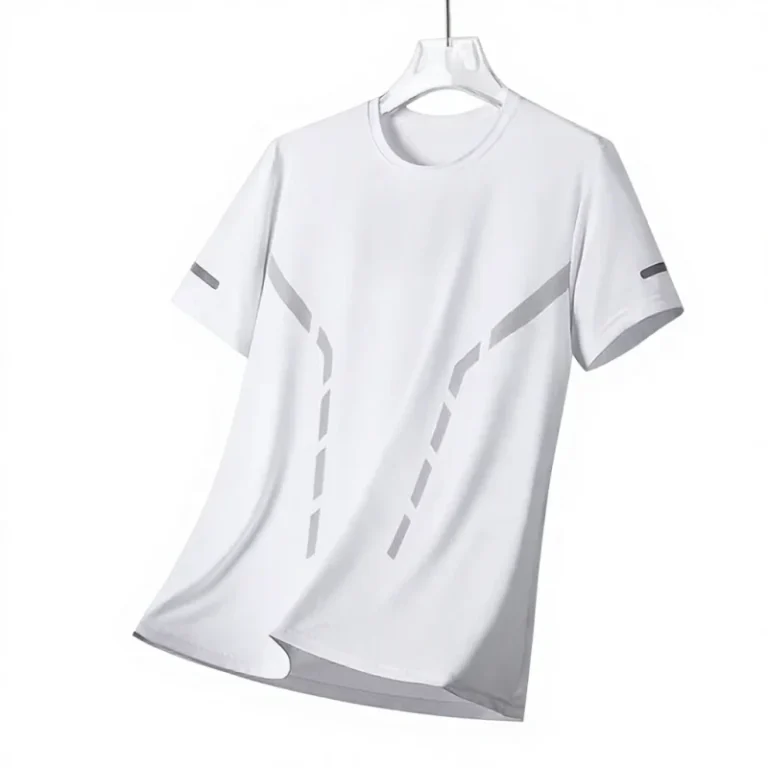 Summer-Polyester-T-shirt-Mens-O-Neck-Solid-Color-Quick-drying-High-Elastic-Breathable-Short-Sleeve-Sports-Loose