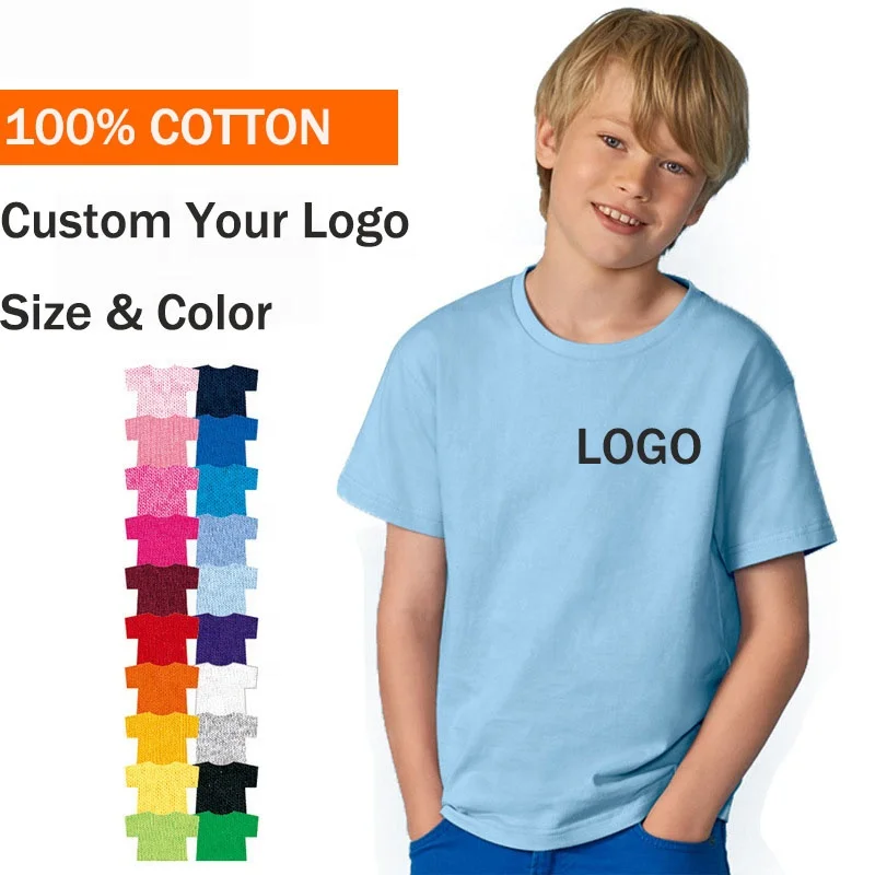 Summer-Short-Sleeve-t-Shirt-in-Bulk-for-Kids-100-Cotton-Boys-and-Girls-Children-Plain-T-shirt-Manufacturer