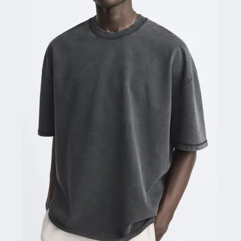 Summer-Simple-Style-Short-Sleeve-Plain-Casual-T-shirt-100-Cotton-Blank-Loose-Vintage-Men-T-Shirt-1
